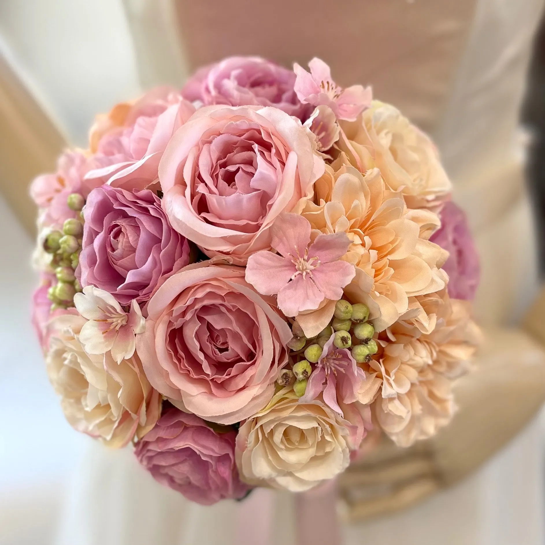 モーヴピンク×ピーチ　ラウンドブーケ
