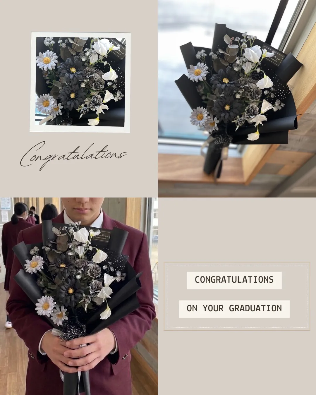 卒業式、周りと差をつけるなら「黒」の花束。