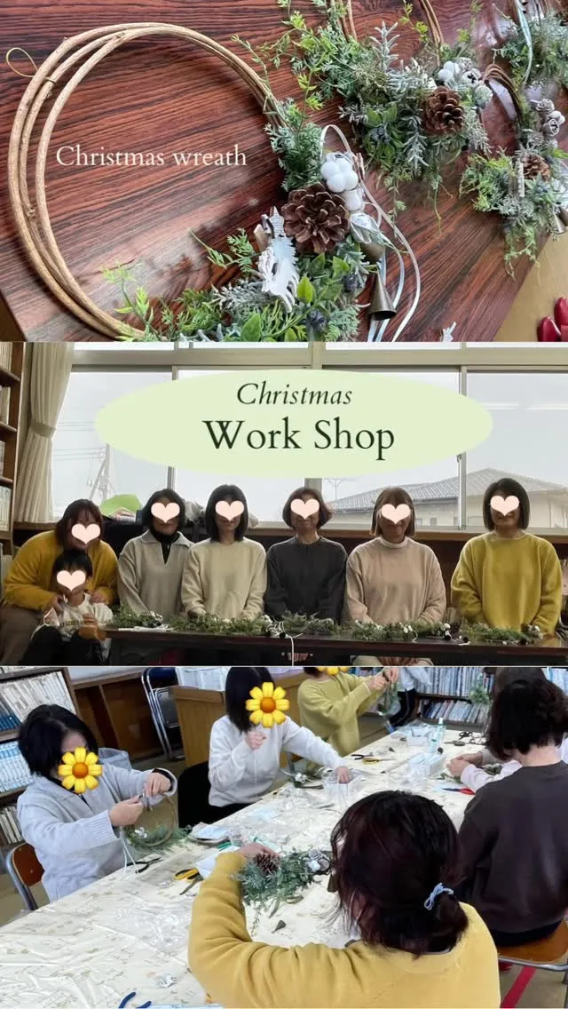 本日、講師を務めたクリスマスリース作り。